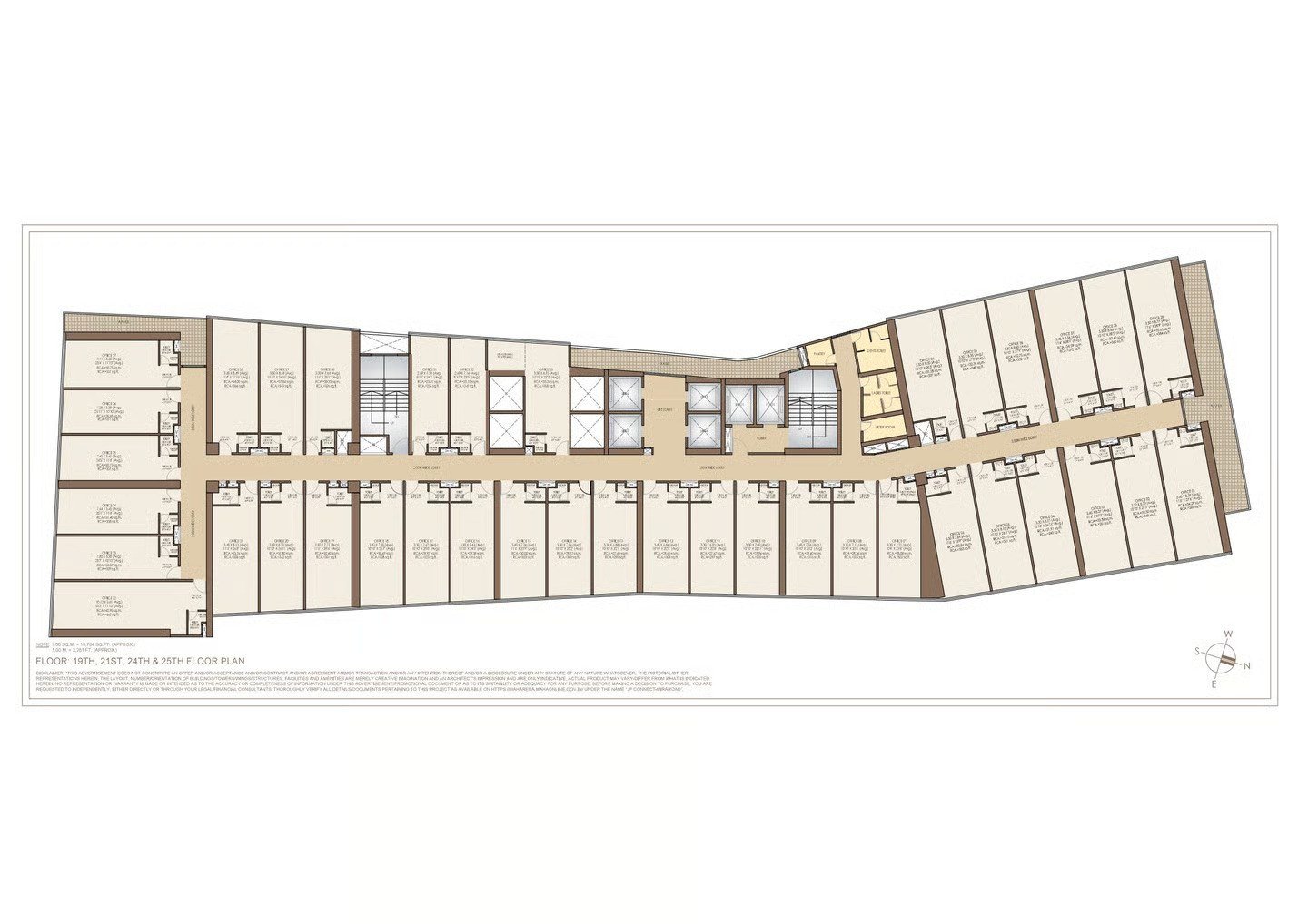 JP Connect Mira Road East floor plan for 19th, 21st, 24th and 25th floor