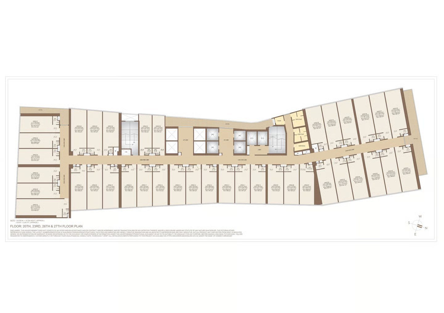 JP Connect Mira Road East floor plan for 20th, 23rd, 26th and 27th floor